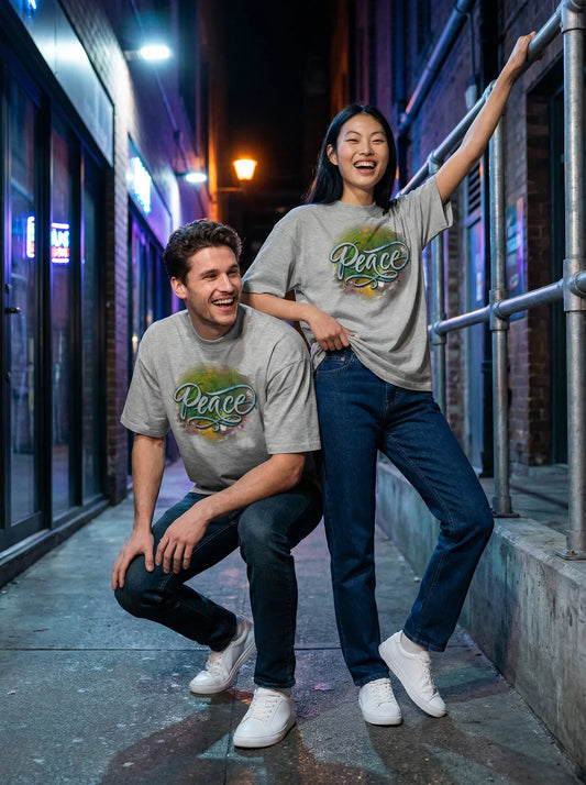 Unisex Oversized Organic high neck t-shirt "PEACE"