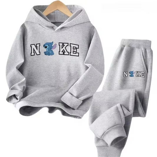 Kids NK Stitch Print 2Pc Pants and Hoodie Set - AGE 7