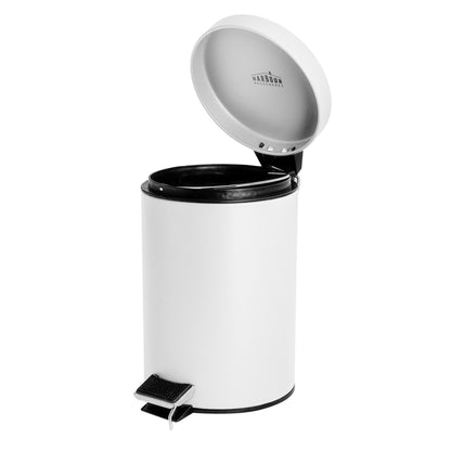 Matt White Round Stainless Steel Toilet Brush & Bin Set