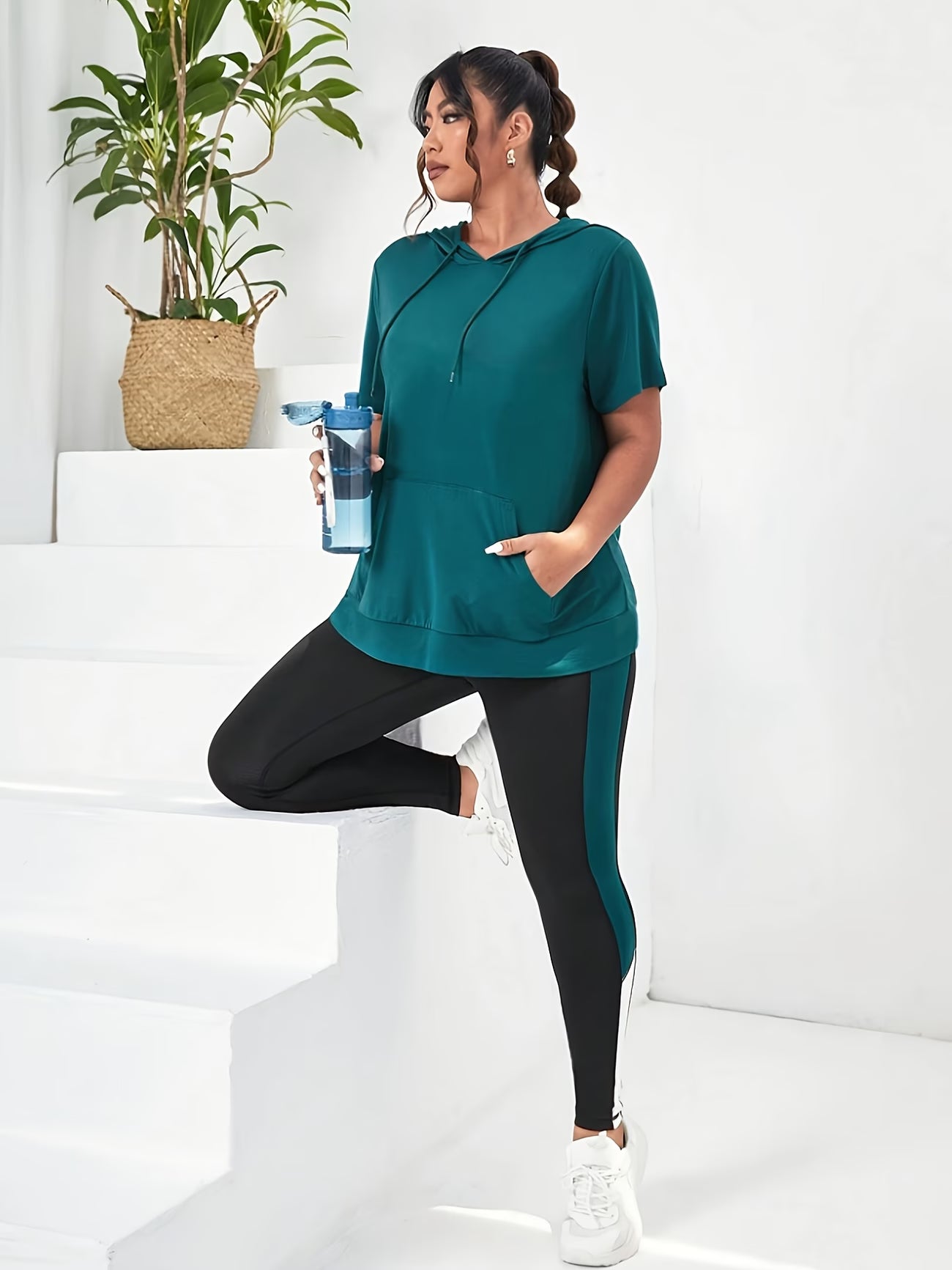 2pcs Plus Size Womens Spring/Summer Casual Sportswear Set