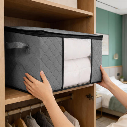 95 Litre Clothes Storage Bags with Lid - Grey - Pack of 5