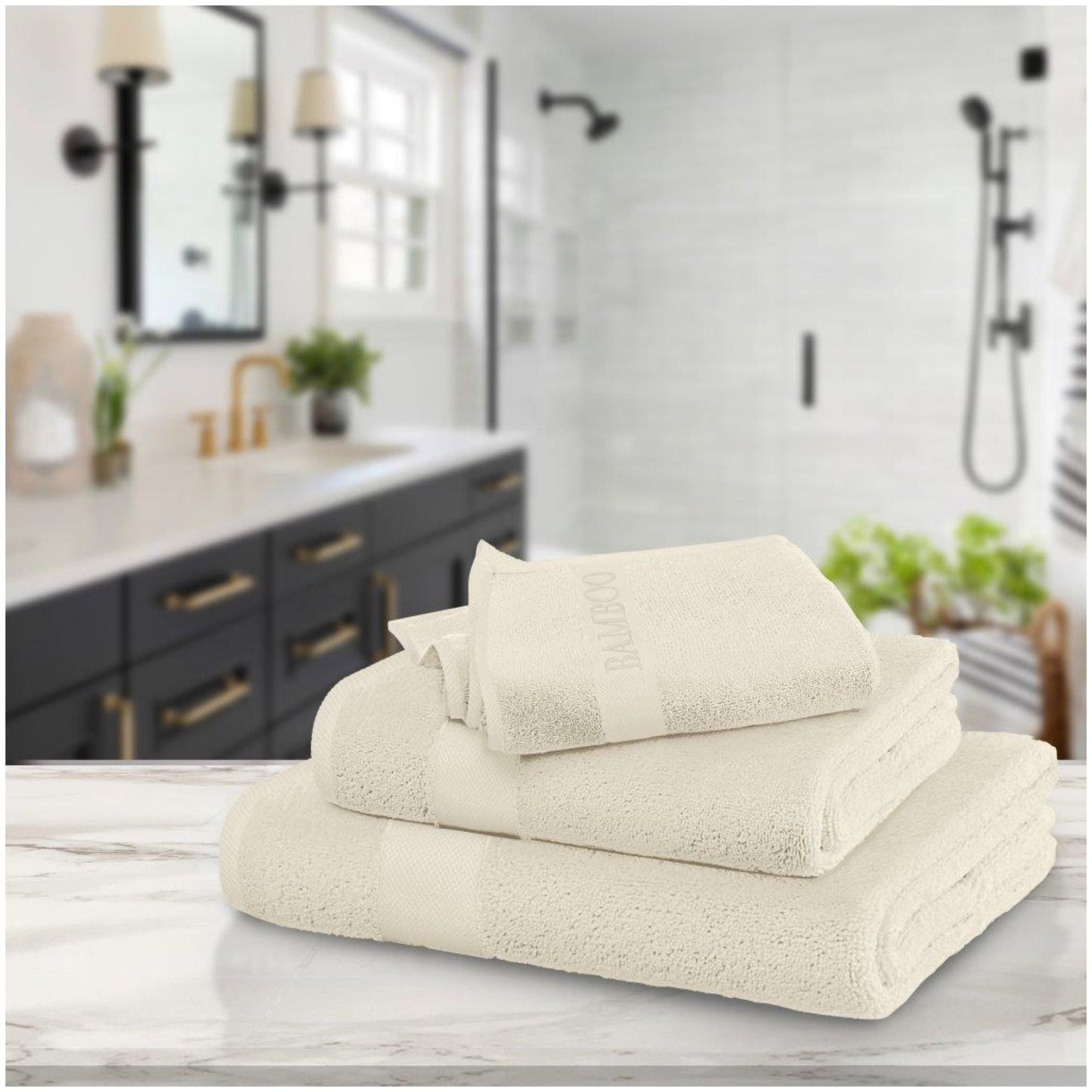 2x Bamboo Bath Towels