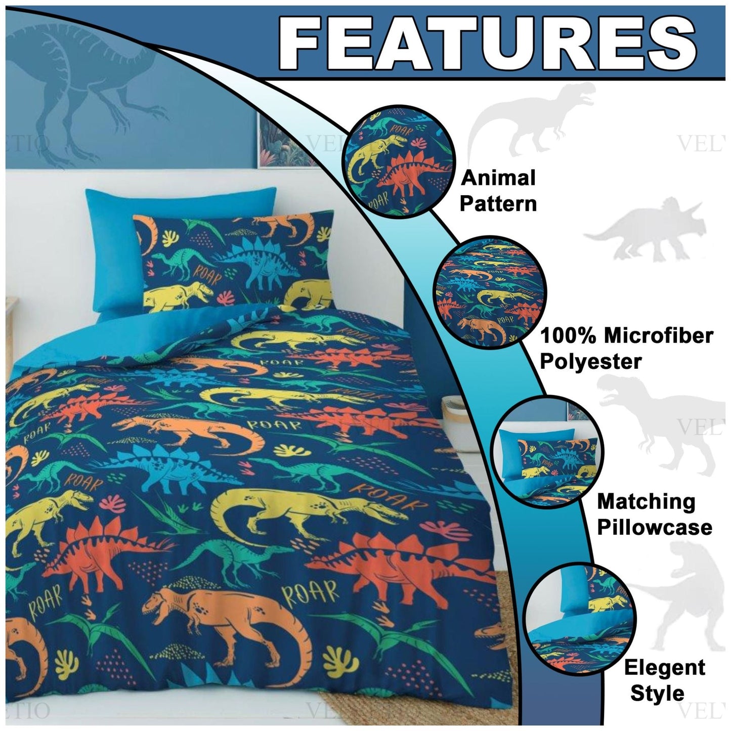Dino Roar Single Duvet Set