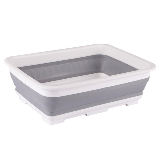 White/Grey 7L Plastic Collapsible Washing Up Bowl