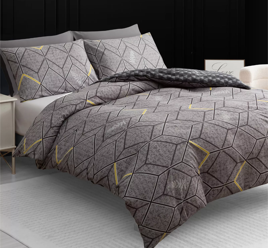 Grey Chevron Microfibre Duvet Set