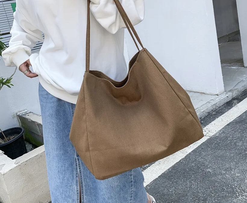 Casual Large Capacity Canvas Shopper Tote Bag