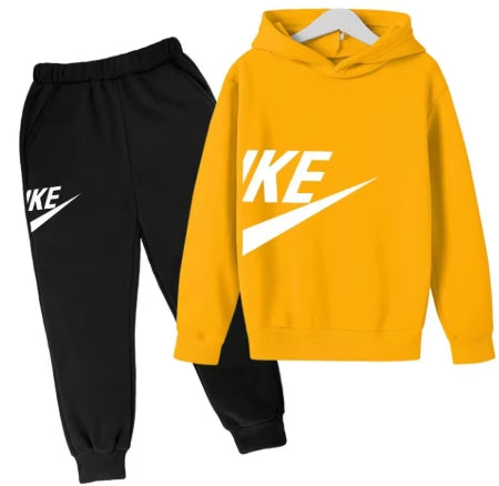 Kids IKE Hoodie and Pants Set Black/Yellow