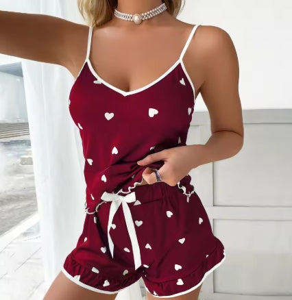 Ladies Heart Shorts Cami Pjs