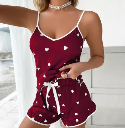 Ladies Heart Shorts Cami Pjs