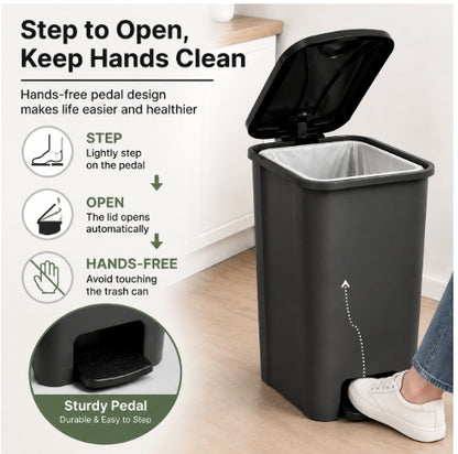Slim Pedal Bin Waste Rubbish Bin with Lid for Kitchen Office
