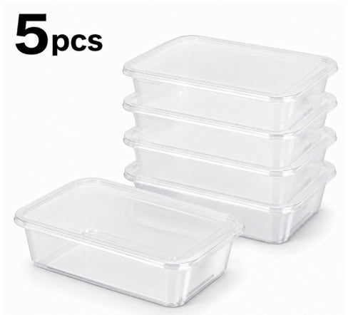 5 Pack 650mL Plastic Food Containers