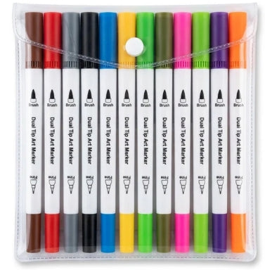 12 Colours Dual Tip Pens
