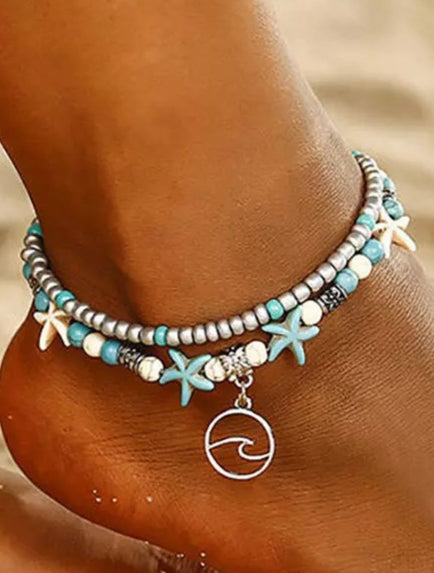 Sky Blue Beach Double Anklet