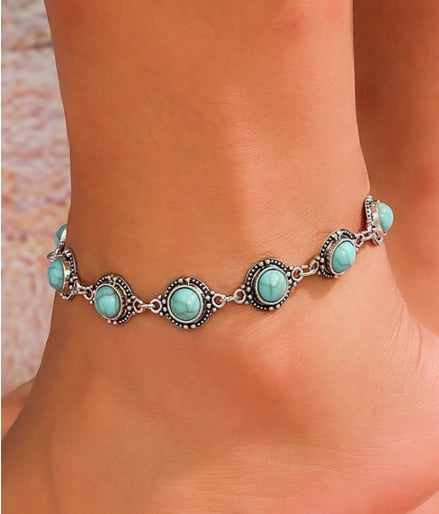 Bohemia Natural Turquoise Anklet