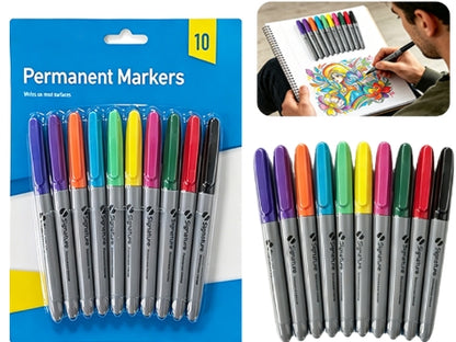 10PCS Fine Tip Coloured Marker Pens