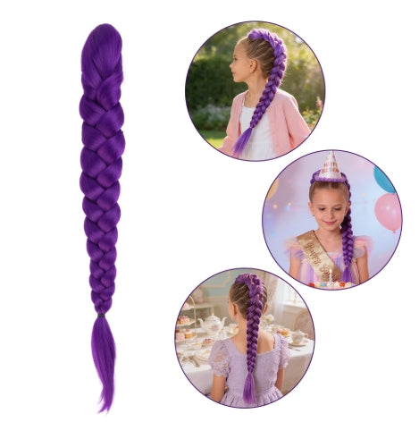 27.5 Inch Claw Clip Purple Braided Wig