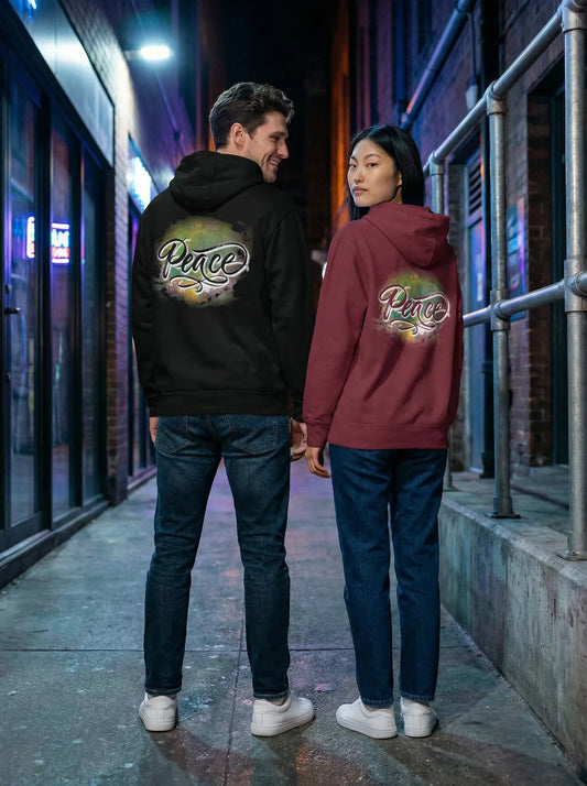 Unisex Premium Hoodie "PEACE" Calligraphy | Graphic Hoodie