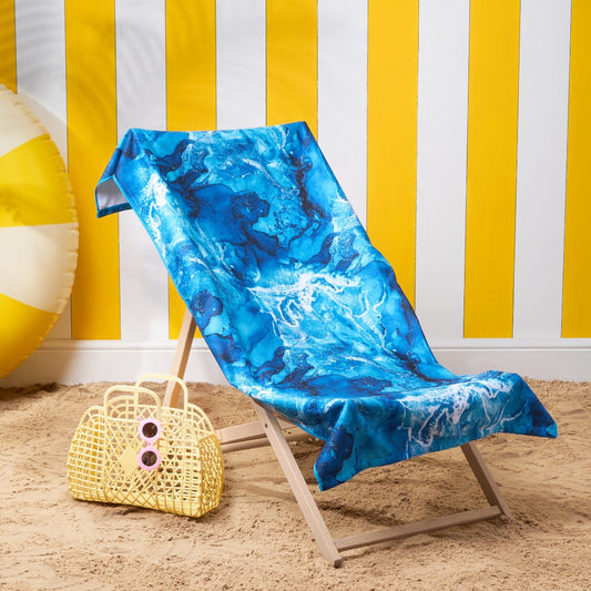 Marble Print Beach Towel - Teal