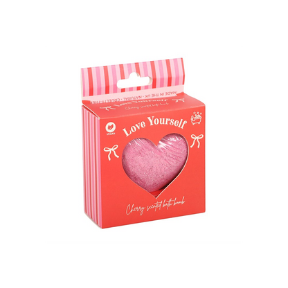 Love Yourself Heart-Shaped Cherry Bath Bomb