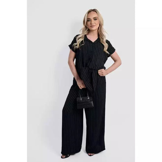 Striped Button Down Tie Front Top and Trouser Co-ord Set