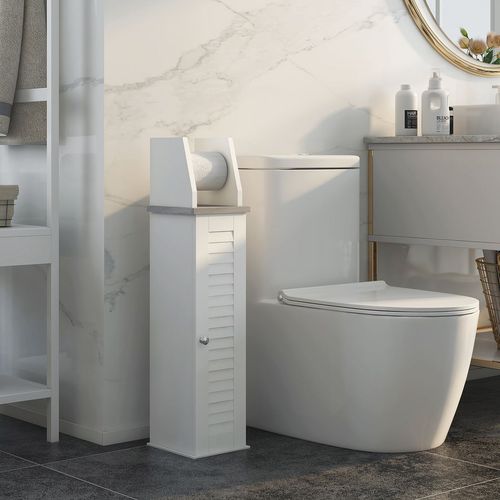 Slim Toilet Roll Storage Unit with Cupboard