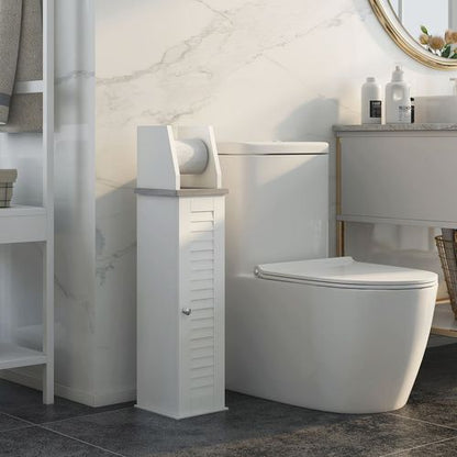 Slim Toilet Roll Storage Unit with Cupboard