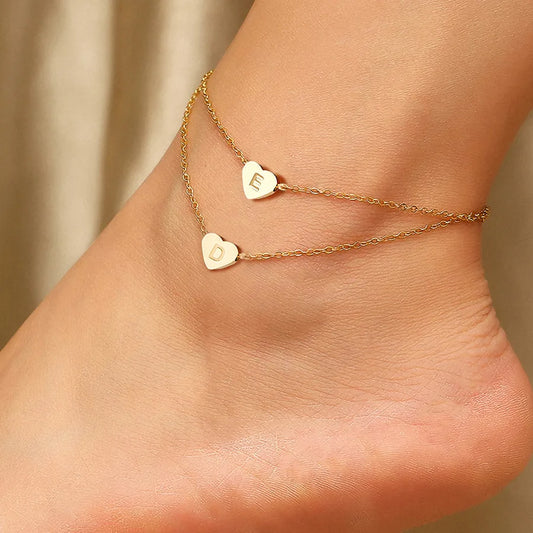 Heart Shape Gold Plated Anklet