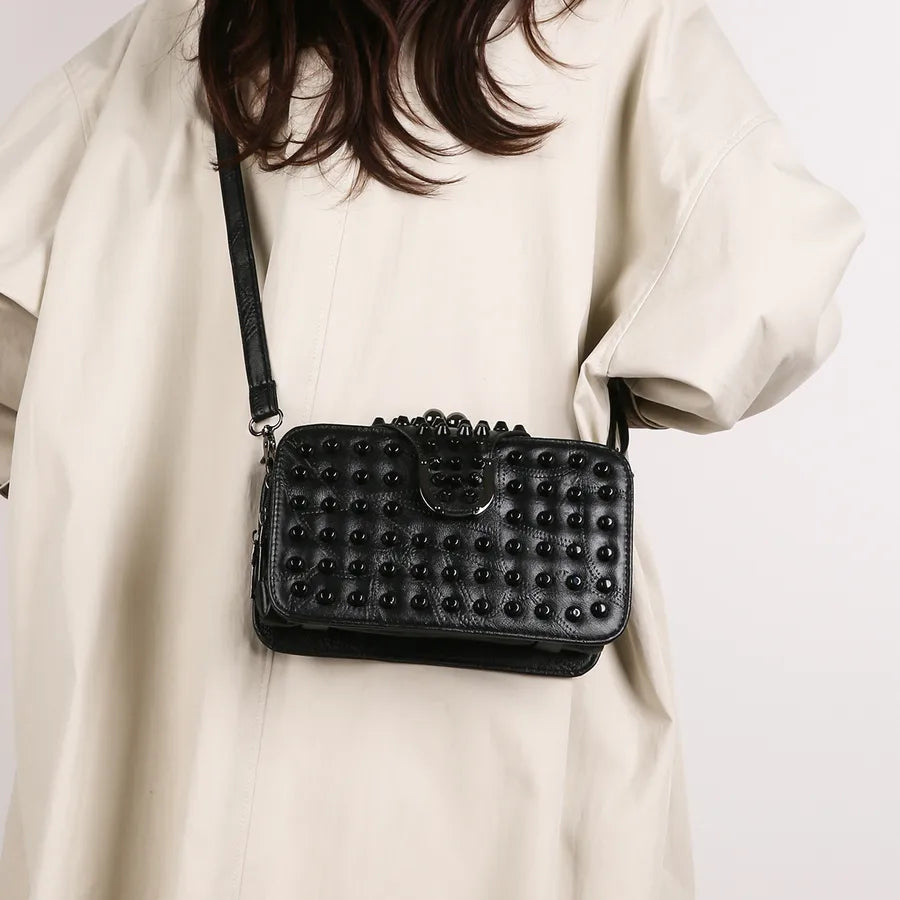 Trendy Rivet Embellished Ladies Crossbody Bag New Style Single Shoulder Bag Fashionable Clutch Small Square Bag For Women