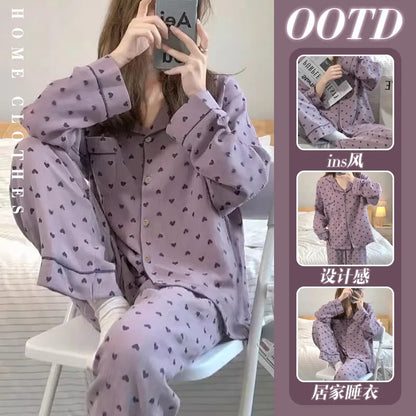 Purple Heart Sweet Style Sleepwear