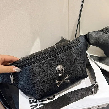 Women's Streetwear Skull Pu Leather Waist Bags