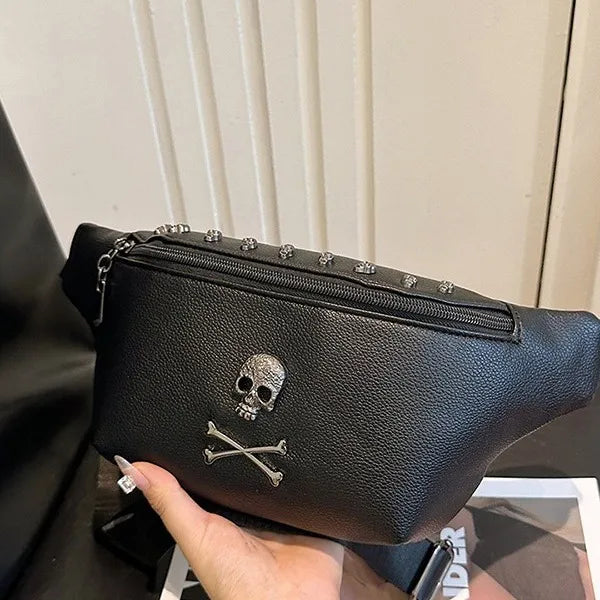 Women's Streetwear Skull Pu Leather Waist Bags