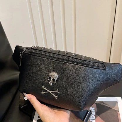 Women's Streetwear Skull Pu Leather Waist Bags