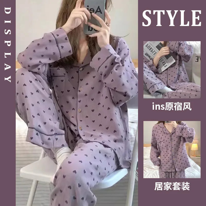 Purple Heart Sweet Style Sleepwear
