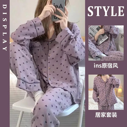 Purple Heart Sweet Style Sleepwear