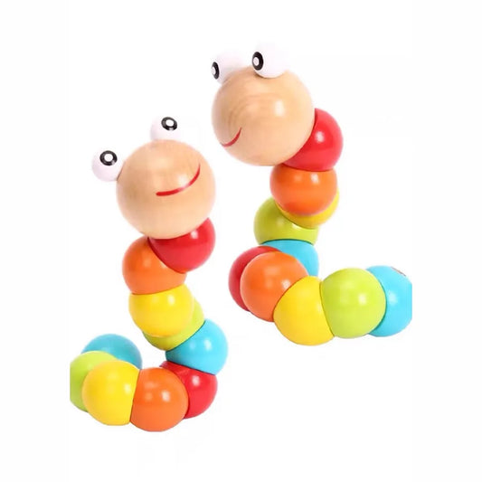 Educational Wooden Colorful Twisty Worm Model DIY Simulation Toy For Children Preschoolers Baby Intelligence Development Blocks