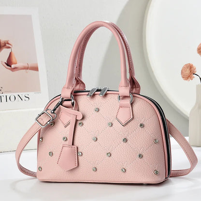 Vintage Embroidered Square Bag Women's Handbag Fashionable Diamond Pattern High Quality Texture Urban Minimalist Style Tote Bag