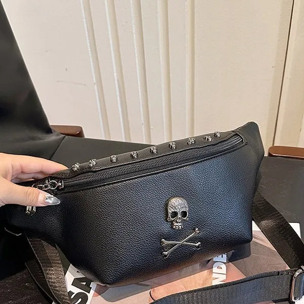 Women's Streetwear Skull Pu Leather Waist Bags