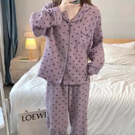 Purple Heart Sweet Style Sleepwear
