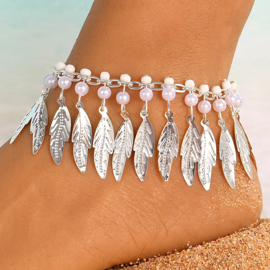 Elegant Ethnic Style Leaf Anklet