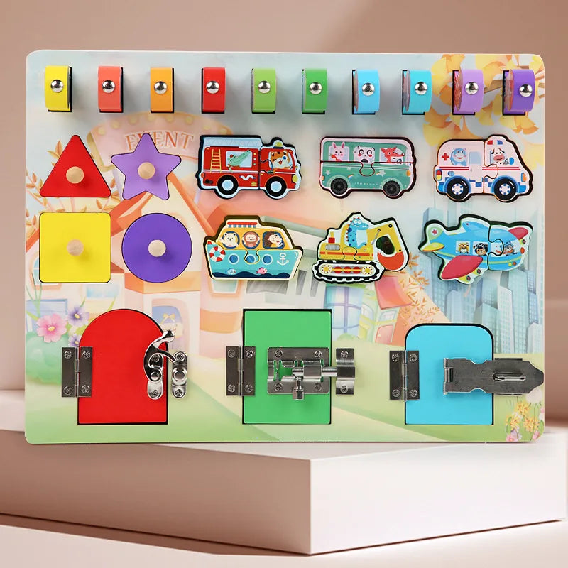 Montessori Early Education Fishing Lock Opening Toys Busy Board Baby Intelligence Development Wooden Educational Toys For Toddlers