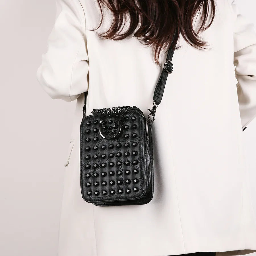 Trendy Rivet Embellished Ladies Crossbody Bag New Style Single Shoulder Bag Fashionable Clutch Small Square Bag For Women