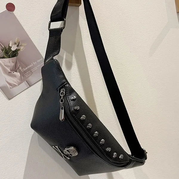 Women's Streetwear Skull Pu Leather Waist Bags