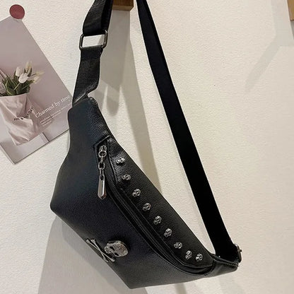 Women's Streetwear Skull Pu Leather Waist Bags