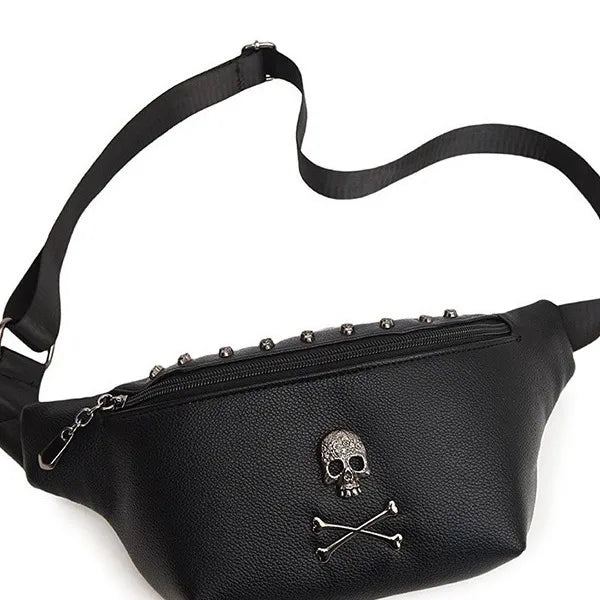 Women's Streetwear Skull Pu Leather Waist Bags