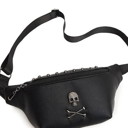 Women's Streetwear Skull Pu Leather Waist Bags
