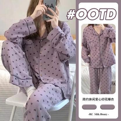 Purple Heart Sweet Style Sleepwear