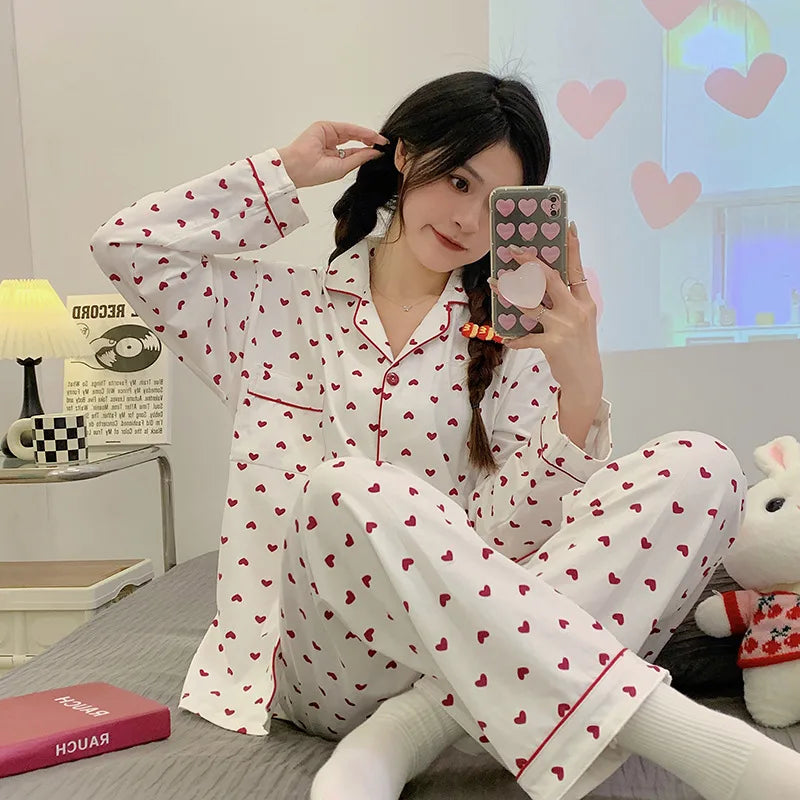 Purple Heart Sweet Style Sleepwear