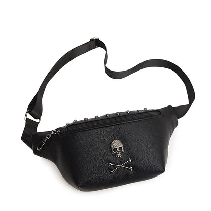 Women's Streetwear Skull Pu Leather Waist Bags