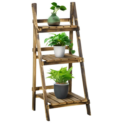 Wooden Folding Flower Pot Stand 3 Tier Garden Planter Display Ladder