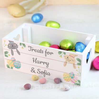 Personalised Easter Egg Hunt Small Wooden Crate